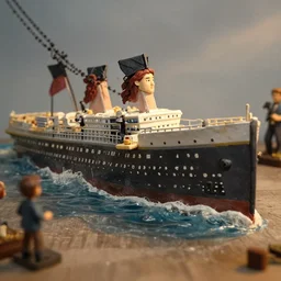 a photo of a stopmotion animation filming set of titanic