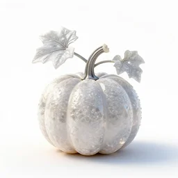 crystal pumpkin on vine, clean 3d render, full body, isolated on a pure white background, centered, entire subject in frame, sharp focus, soft studio lighting