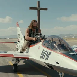jesus christ playing jetstream sam from metal gear rising : revengeance ( 2 0 1 3 ), cutscene footage, realistic, live - action, 8 k