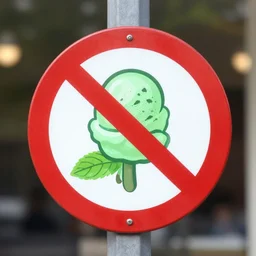a forbidden sign for mint icecream
