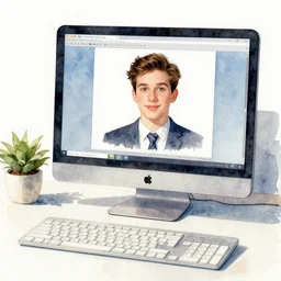 an AI's rendition of a computers self image, water color