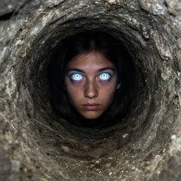 glowing eyes staring at you from the entrance of a mine shaft