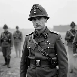black and photo of Jerma as a WW2 general