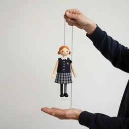 a person connected to marionette strings