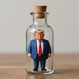 a tiny donald trump trapped inside a bottle