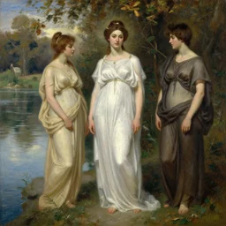 a greek goddesses near river, oil on canvas, artstation, by j. c. leyendecker and edmund blair leighton and charlie bowater, beautiful face, octane, very aesthetic!!!!!!!!!!!!!!!