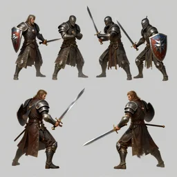 A battle scene with swords and shields, concept art, fantasy, game design
