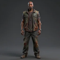 high quality 8k screenshot of tupac shakur inThe Last Of Us, 8k full body model very rusty torn out texture