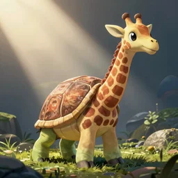 a turtle-giraffe chimera in the style of Pokémon