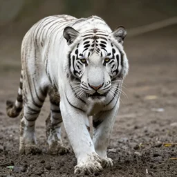 a muddy mud muddy fur white tiger