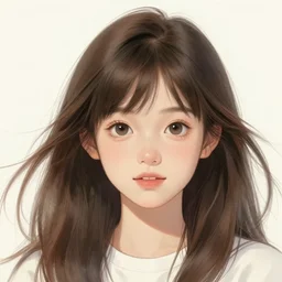 realistic tender sweet portrait of a young cute girl with realistic hair on the wind, symmetrical eyes, portrait illustration, trending on artstation, characterdesign, sharp focus, illustration, art by ruan jia, ghibli, elena shumilova, leah robinson