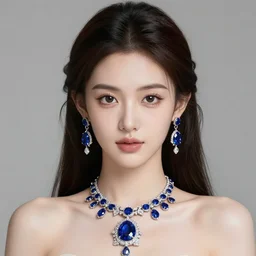 portrait of pretty princess with perfect skin, glowing, ornate and intricate sapphire jewelry, jaw dropping beauty, glowing backdrop, white accent lighting, hyper detailed, 4 k octane render