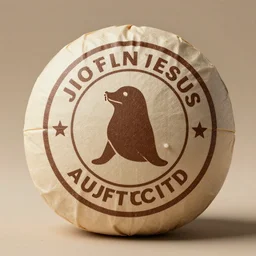 seal of authenticity, to be trusted, traditional food packaging, organic shape, hyper realistic