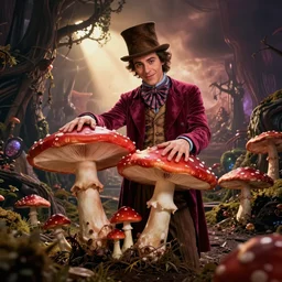 willy wonka expressing nirvana through the use of magic mushrooms