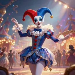 award winning digital art of a magnificent pierrot jester wearing a traditional pierrot outfit, performing at a magnificent carnival, beautiful background, trending artstation, digital art, aesthetic, bloom, intricate, elegant, sharp focus, digital illustration, highly detailed, octane render, digital painting, concept art, witchlight carnival, masterpiece