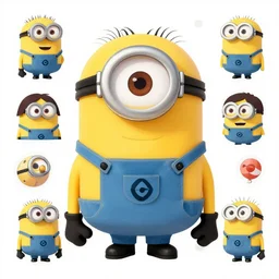 a drawing of a minion by Illumination Entertainment, vector art by Jan Konůpek, 2d game art by Pixar, set of stickers by Akira Toriyama, featured on polycount, behance contest winner, mingei, sketchfab, low poly