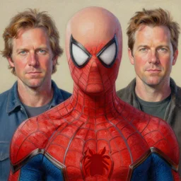 a highly detailed painterly painting of peter parker with no hair, bald, by james gurney, greg rutkowski, by craig mullins