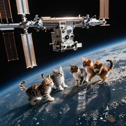 kittens playing on the International Space Station