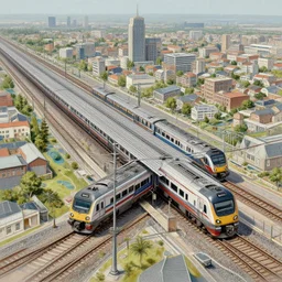 2 0 4 5 train station city landscale, concept art, illustration, highly detailed, artwork, hyper realistic, painting
