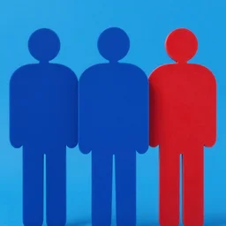 blue and red men