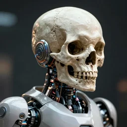 robot with a head that's a skull, highly detailed, cinematic, 4 k, unreal engine 5
