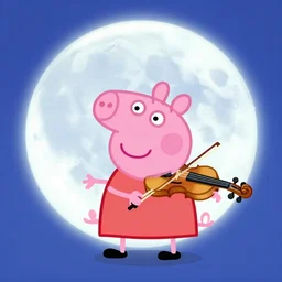 anime style, cute, peppa pig holding a violin and playing a song, heavenly, stunning, filters applied, lunar time, trending art, sharp focus, centered, landscape shot, happy, fleeting dream, simple background, studio ghibly makoto shinkai yuji yamaguchi, by wlop