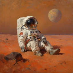 lost on mars, oil painting