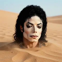 a mirage of michael jackson's face in the desert sand