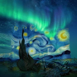 northern lights over lopez island, wa by van gogh