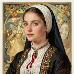 girl traditional corsican, intricate, highly detailed, artstation, illustration, rutkowski, mucha, bouguereau