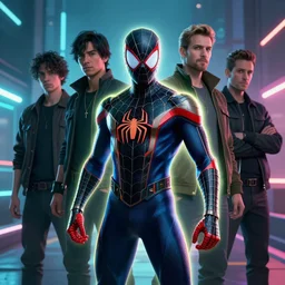 cyberpunk spiderman robot ninja illumination ray tracing hdr fanart arstation by sung choi and eric pfeiffer and gabriel garza and casper konefal, potrait, cinematic,