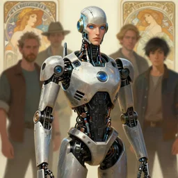 expressive digital concept art portrait of a high - tech robot on a depth of field background, artstation, award - winning realistic sci - fi concept art by jim burns and greg rutkowski, beksinski, a realism masterpiece, expressive color palette, james gilleard, bruegel, alphonse mucha, and yoshitaka amano