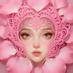 pink petals with a ahape of a wonderful aubrey plaza, intricate, elegant, highly detailed, wonderful eyes, sweet, digital painting, artstation, concept art, smooth, sharp focus, illustration, art by artgerm and greg rutkowski and alphonse mucha and william - adolphe bouguereau