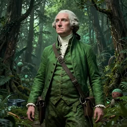 extremely buff socialist george washington in green utopia nightmare