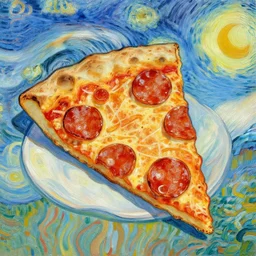 “ pepperoni pizza slice by van gogh ”