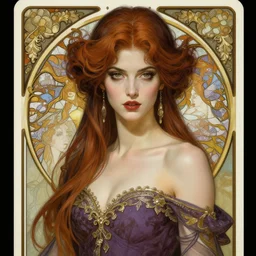 portrait of a sexy female vampyre, intricate, elegant, art nouveau, tarot card, highly detailed, digital painting, artstation, concept art, smooth, sharp focus, illustration, art by artgerm and greg rutkowski and alphonse mucha and william - adolphe bouguereau