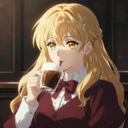 anime Witch drinking coffee