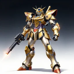 armored knight mecha and its laser rifle, by issei hyouju