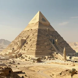 oriental futuristic city in pyramid terrain