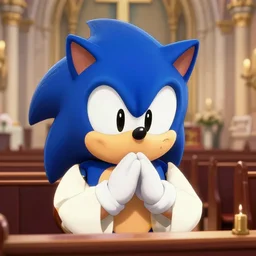 catholic big chungus praying at church with sonic