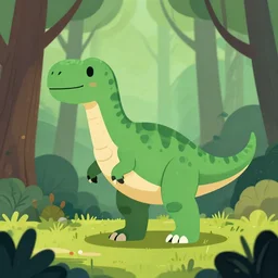 an illustration of a dinosaur yn 8 x in the woods, trending on artstation, central composition, very cartoon, shape focus, high detailed, by anton fadeev i 0 7 o