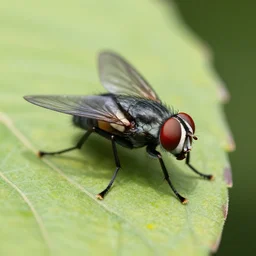 a photorealistic photo of a fly on a leave, 4 k