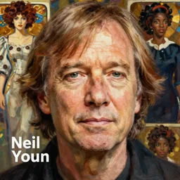 neil young, portrait painting by richard schmid, maxfield parrish, kehinde wiley, thomas moran, studio ghibli, loish, alphonse mucha, fashion photography, head in focus