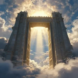 epic cinematic artwork of the gates of heaven, beautiful clouds, sun rays, artwork by beksinski, 4 k, masterpiece
