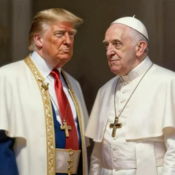 portrait of a donald trump and pope francesco, in masonry ritual costumes, complex, applied to tone, ambient lighting, high detail, digital painting, artstation, concept art, 4 k, stunningly beautiful, clear focus, makoto shinkai and akihiko yoshida, hidari and vlop