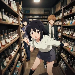 lomography, anime visual, portrait of a young woman in a alchemist's potion shop interior shopping, cute face, yoh yoshinari, ilya kuvshinov, makoto shinai, dynamic pose and perspective, detailed facial features, 1 8 mm photo, kyoani, cel shade, dynamic lighting, moody