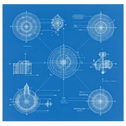 blue paper, full page schematic of mid - century 1 9 0 0 s detailed concept art of mechanical structure of pegasus, baroque style illustration, precise lineart symmetry, by da vinci