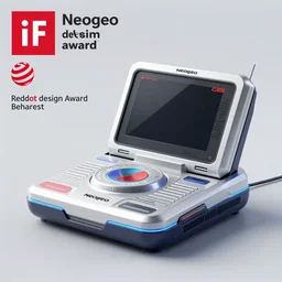 neogeo, neo geo aes, futuristic, techno, cyberpunk, product design, 3 d render ; industrial design ; behance ; le manoosh ; pinterest ; if design award ; reddot design award