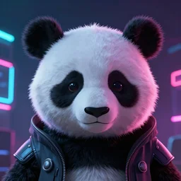 cyberpunk panda, neon, stylized, artgerm, artstation, hd, cgsociety, cgi, realistic, dramatic, cinematic, artistic, trending, detailed