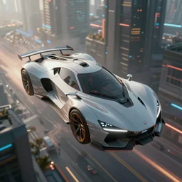 futuristic car flying above a cyberpunk city, concept art, highly detailed, artstation